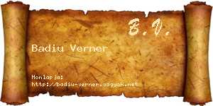 Badiu Verner névjegykártya